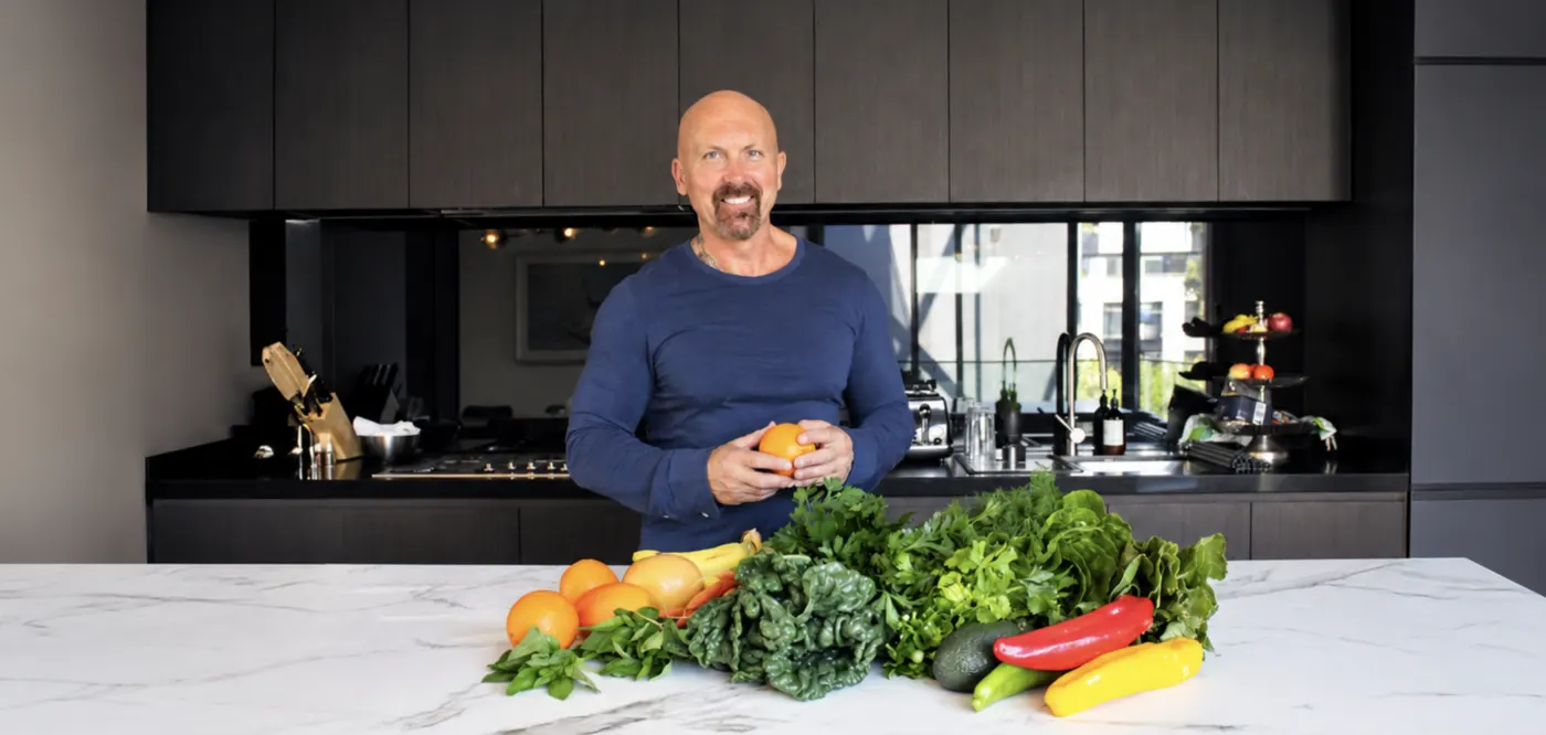 Grant discussing healthy food and nutrition